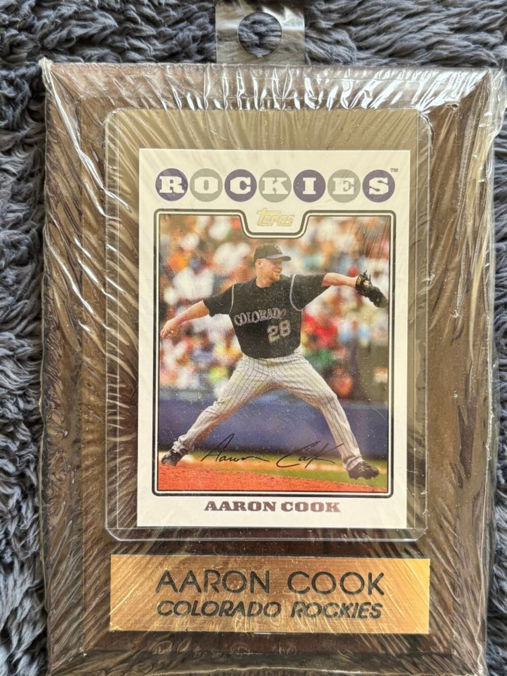 Aaron Cook Colorado Rockies Baseball Card Plaque Collectible Display